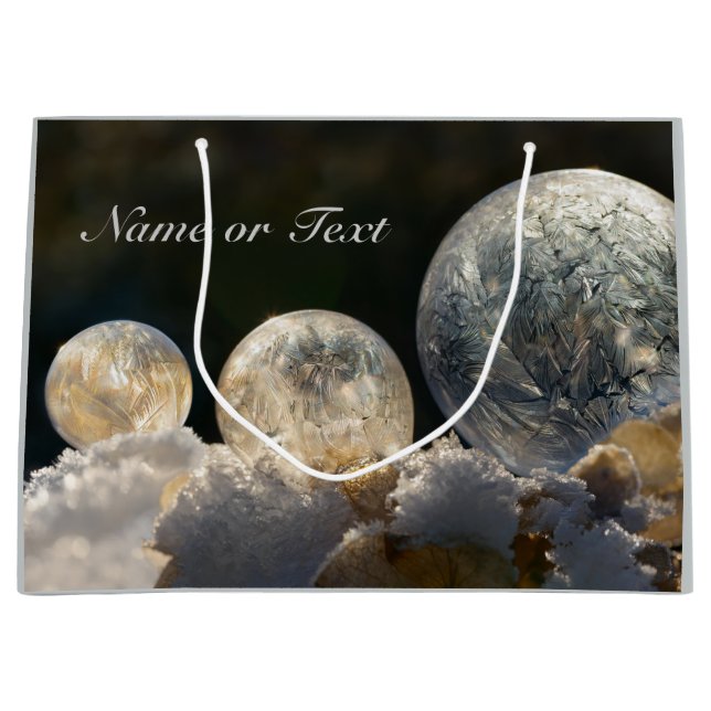 Frozen Soap Bubbles Ice Crystal Winter Nature Name Large Gift Bag (Front)