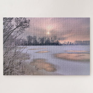 Frozen Surface Po River, Piedmont, Italy Jigsaw Puzzle