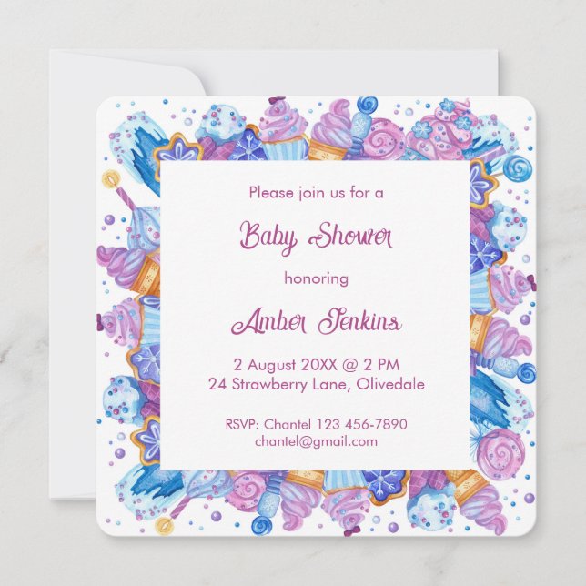 Frozen Treats Pink Baby Sprinkle Invitation (Front)