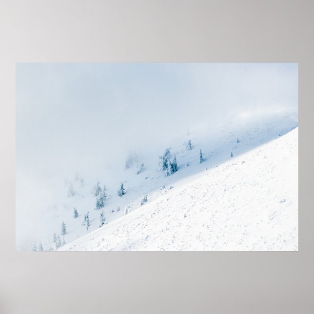 Frozen trees sun and clouds in the mountains poster (Front)