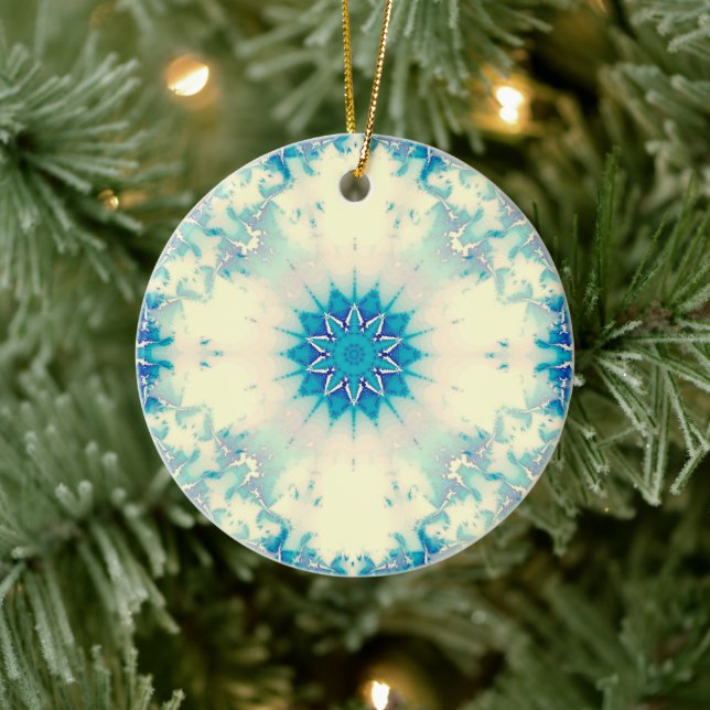 Frozen Water Frosty Blue Winter Snowflake Ceramic Tree Decoration (Tree)