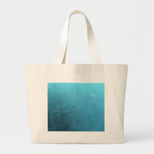 Frozen Water Ice Blue Frost Chic Winter Metallic Large Tote Bag