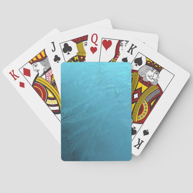 Frozen Water Ice Blue Frost Chic Winter Metallic Playing Cards (Back)