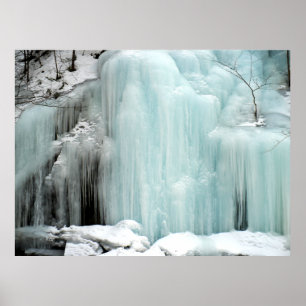 Frozen Waterfall, blue Poster