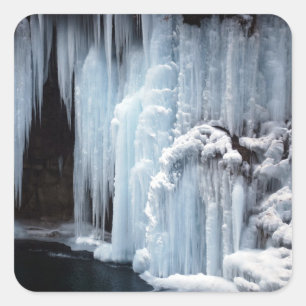Frozen Waterfall sticker. Square Sticker