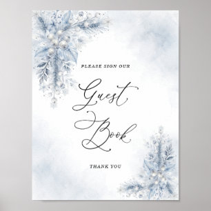 Frozen White Berries Bridal Shower Guest Book Sign