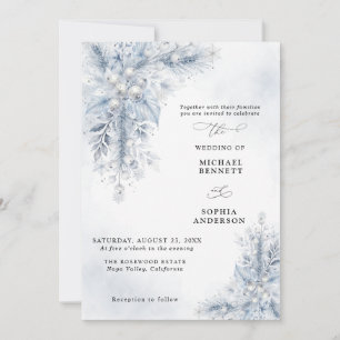 Frozen White Berries Winter Wedding Invitation