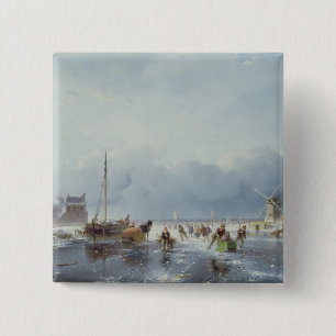 Frozen winter scene 15 cm square badge