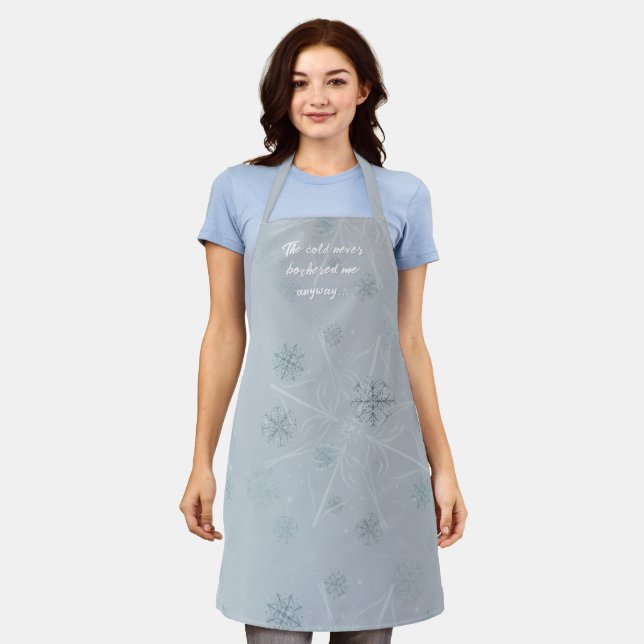 Frozen Winter Vibes - Snowflakes with Quote Apron (Worn)