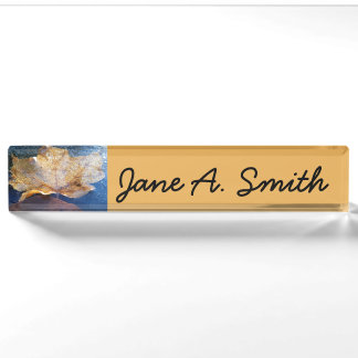 Frozen Yellow Maple Leaf Autumn Nature Nameplate