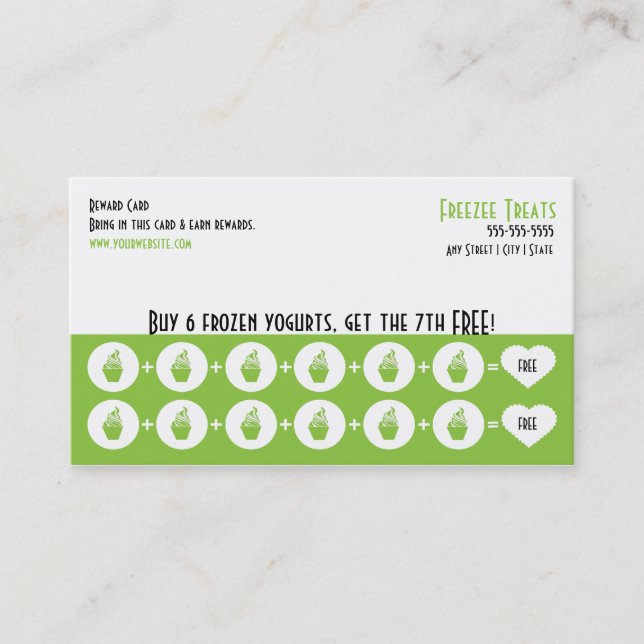 Frozen Yogurt Loyalty Business Card (Front)