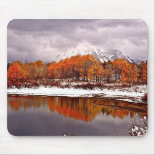 FRST SNOW AT OXBOW BEND IN GRAND TETON MOUSE PAD