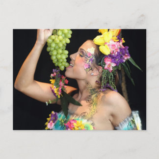früchtchen, grapes, fruits, bodypainting, bodyart postcard