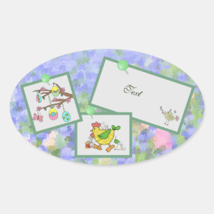 Frühling adressaufkleber oval sticker