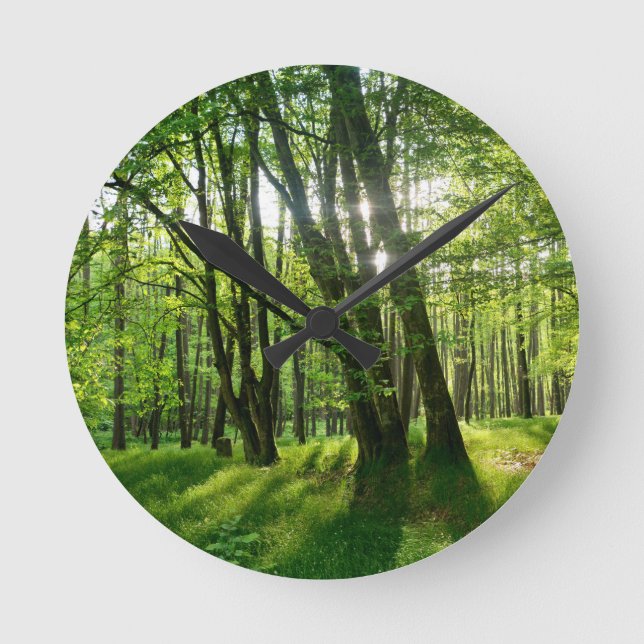Frühlingswald Round Clock (Front)