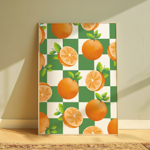 Fruit Aesthetic Orange Checkerboard Wall Art 