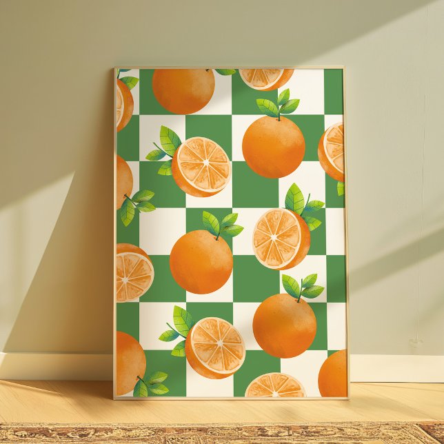 Fruit Aesthetic Orange Chequerboard Wall Art  (Creator Uploaded)