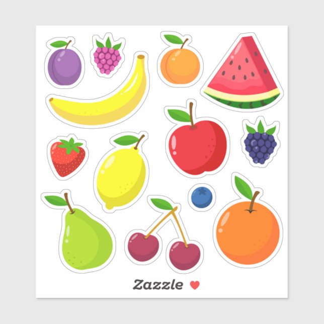 Fruit and Berry Set Custom-Cut Vinyl Sticker (Sheet)