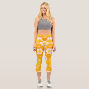 Fruit and flower modern trendy art capri leggings
