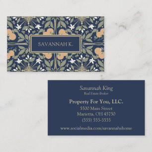 Fruit and Flowers Midnight Blue Business Card