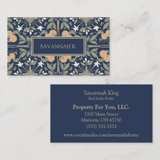 Fruit and Flowers Midnight Blue  Business Card