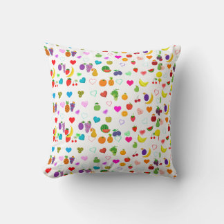 fruit and heart pattern Throw Pillow