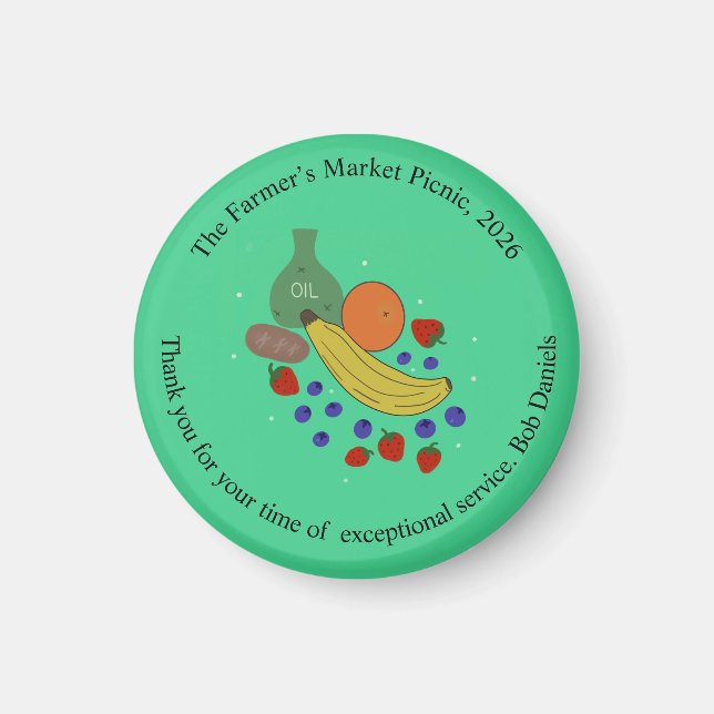 Fruit and Oil Round  Magnet (Front)