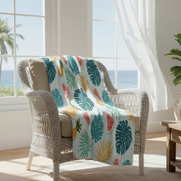 Fruit and Summer Tropical Pattern Fleece Blanket