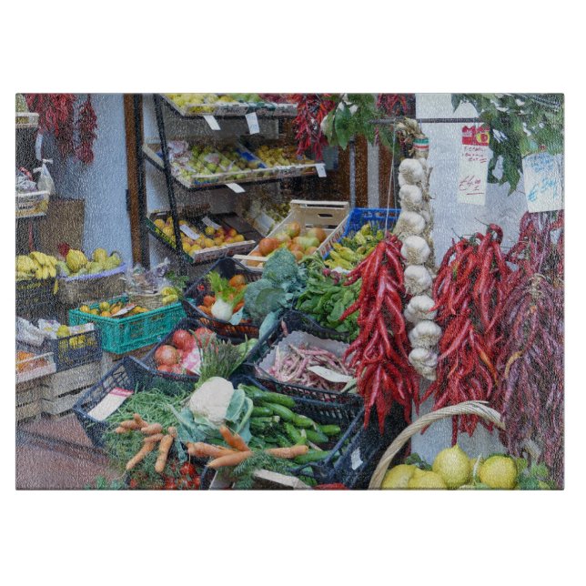 Fruit and veg shop view cutting board (Front)