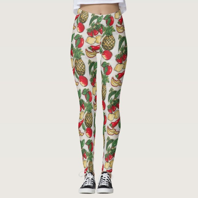 Fruit and Vegetable Appliqué Leggings (Front)
