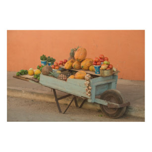 Fruit and vegetable cart, Cuba Wood Wall Art