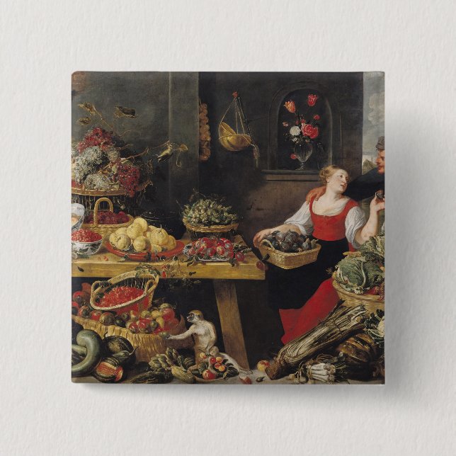 Fruit and Vegetable Market 15 Cm Square Badge (Front)
