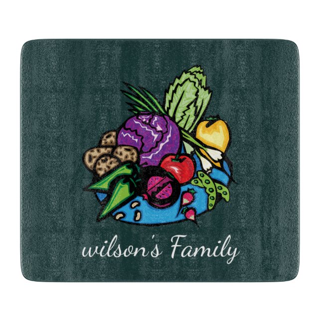 Fruit and Vegetable Natural Personalised Cutting Board (Front)