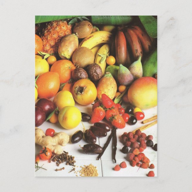 Fruit and vegetables, exotic fruits postcard (Front)