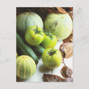 Fruit and vegetables, Green tomatoes and melons Postcard