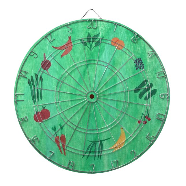Fruit and Vegetables on Blended Green Dart Board (Front)