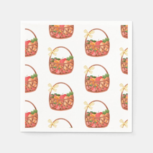 Fruit and veggie basket bow cute napkin (Front)