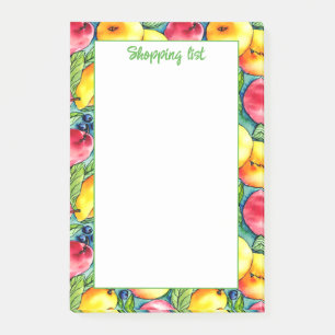 Fruit apple pear summer watercolor pattern post-it notes
