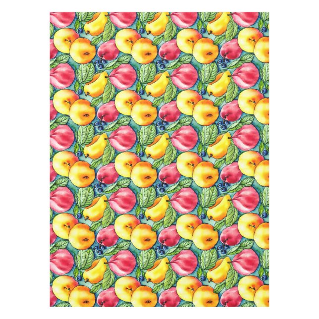 Fruit apple pear summer watercolor pattern tablecloth (Front)