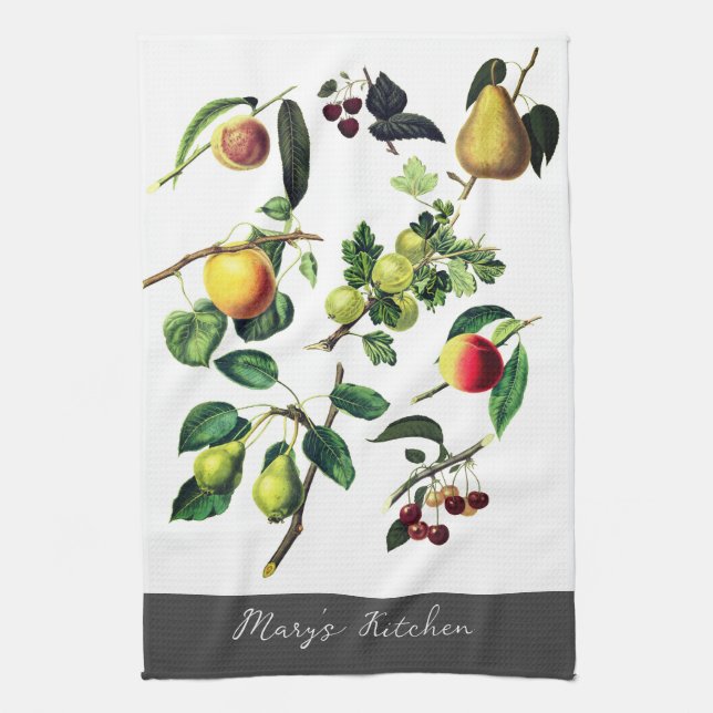 fruit art add your own text to custom  tea towel (Vertical)