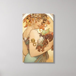 Fruit (Art Nouveau) (Female Portrait) (Fruits) Canvas Print