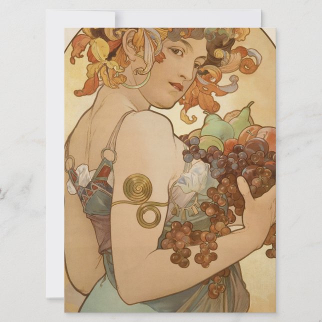Fruit (Art Nouveau) (Female Portrait) (Fruits) Card (Front)
