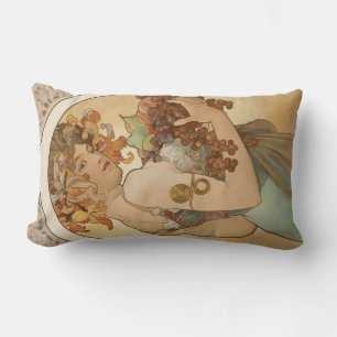 Fruit (Art Nouveau) (Female Portrait) (Fruits) Lumbar Cushion