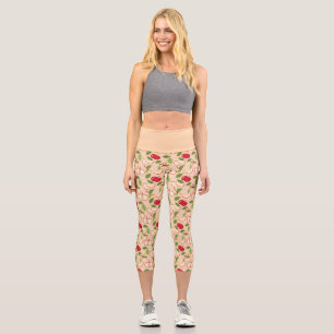 Fruit Basket Pattern Collection - Apples Capri Leggings
