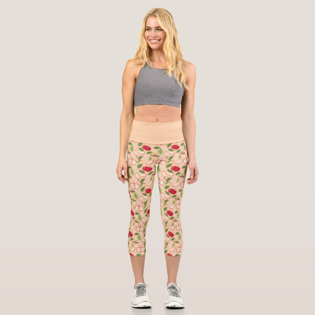 Fruit Basket Pattern Collection - Apples Capri Leggings (Front)