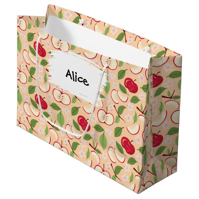 Fruit Basket Pattern Collection - Apples Large Gift Bag (Front Angled)