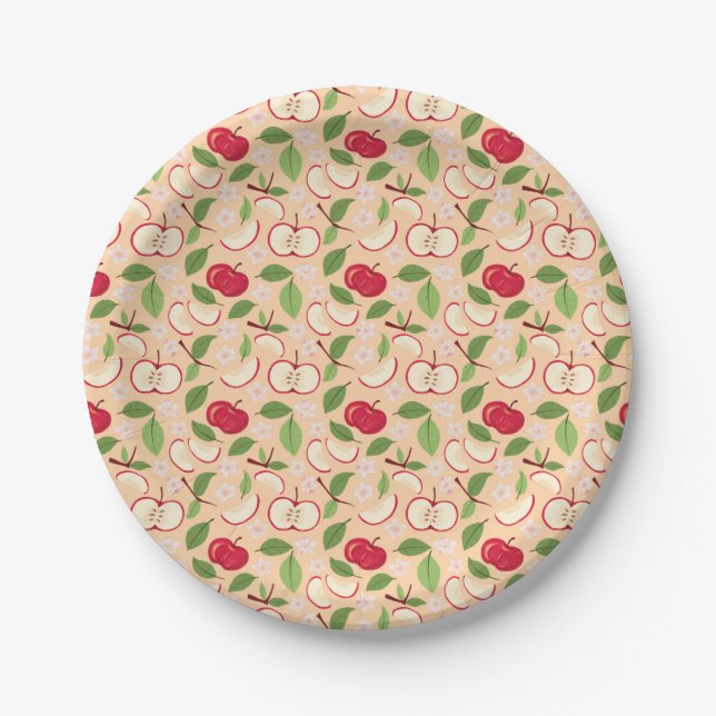 Fruit Basket Pattern Collection - Apples Paper Plate (Front)