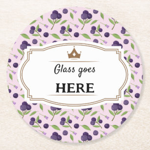 Fruit Basket Pattern Collection - Blueberries Round Paper Coaster