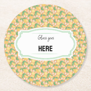Fruit Basket Pattern Collection - Lemon Round Paper Coaster