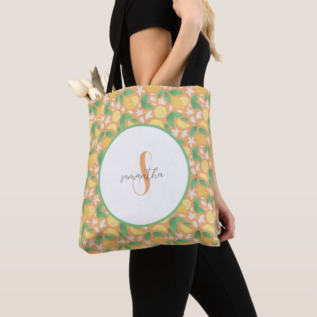 Fruit Basket Pattern Collection - Lemon Tote Bag (Close Up)